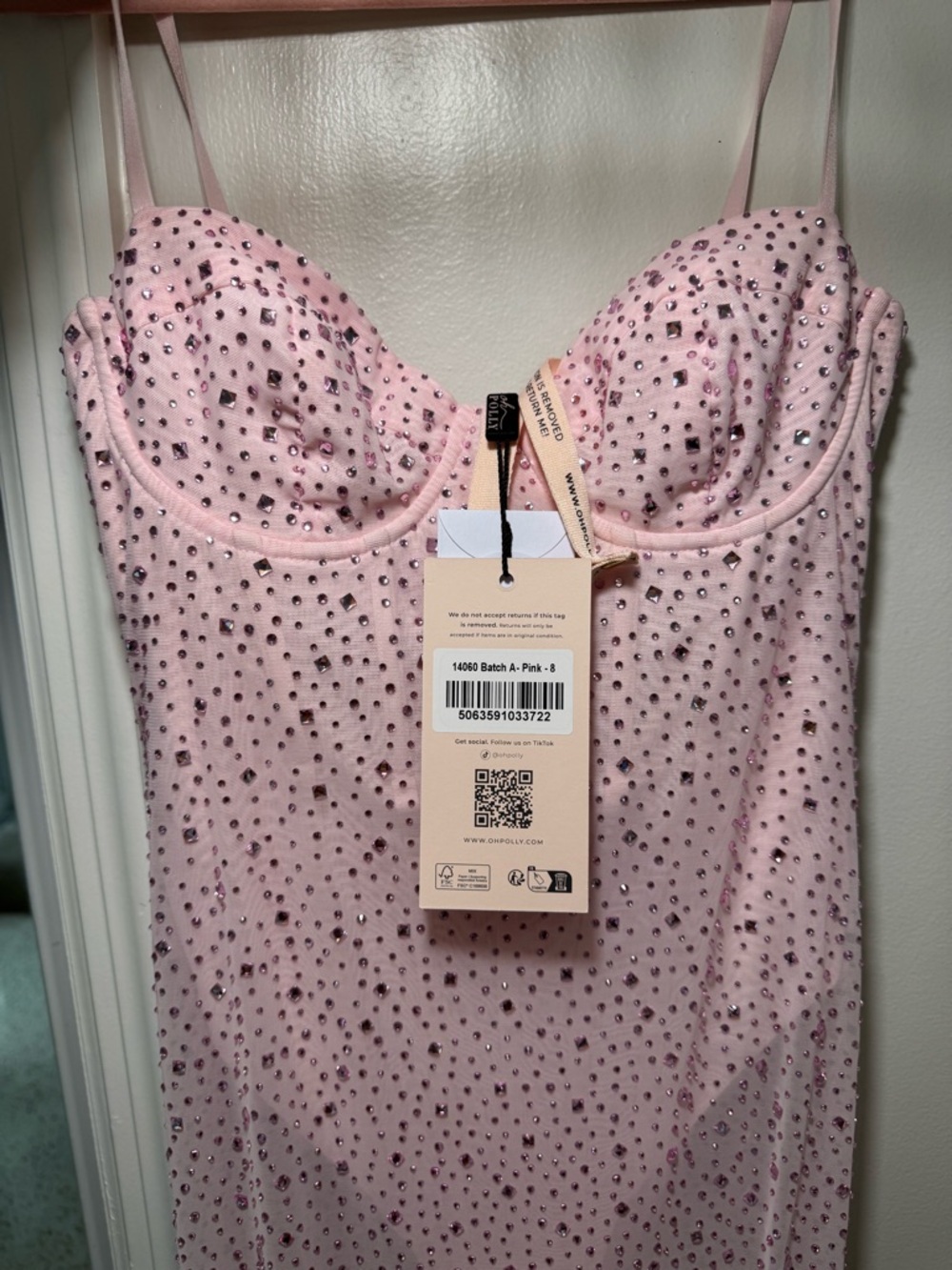 Oh Polly Connie Pink Embellished Draped Corset Maxi Dress | UK 7 - Picture 2 of 2